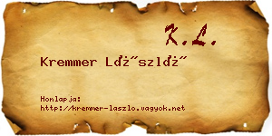 Kremmer László névjegykártya